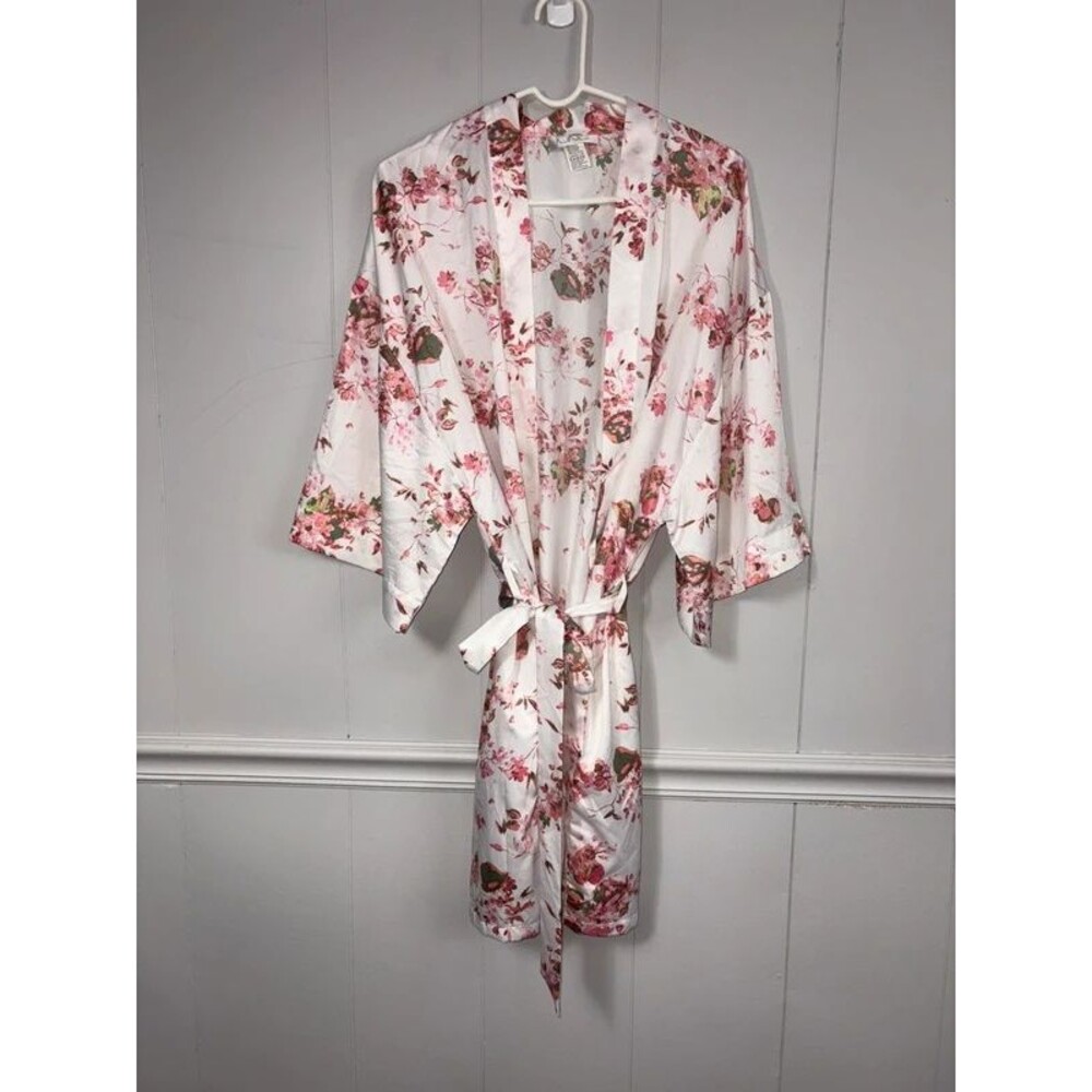 Icing Satin Floral Bridal Bar Belted Robe L/XL Sleepwear Loungewear Wedding